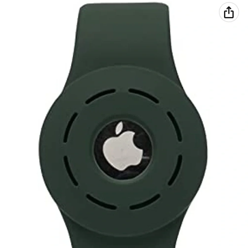 Airtag Wristband watch band bracelet holder silicone dark olive green adjustable